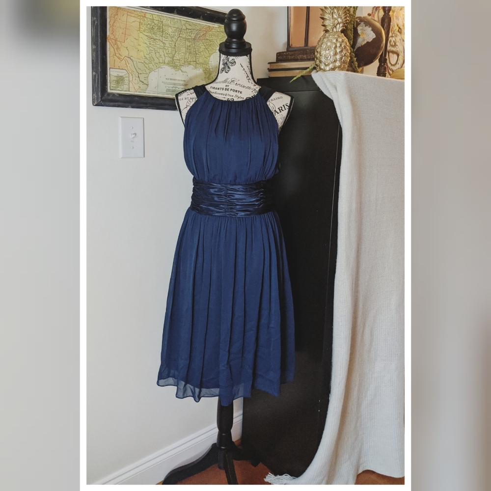 Navy Chiffon Dress